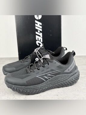 Men’s Hi-Tec Sneakers Black Breathable Trail Hiking Shoes Sz 10.5 New In Box